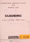 Clausing-Clausing Colchester 14\", 6900 , Engine Lathe, Operations & Parts Manual-14 Inch-14\"-6900-01